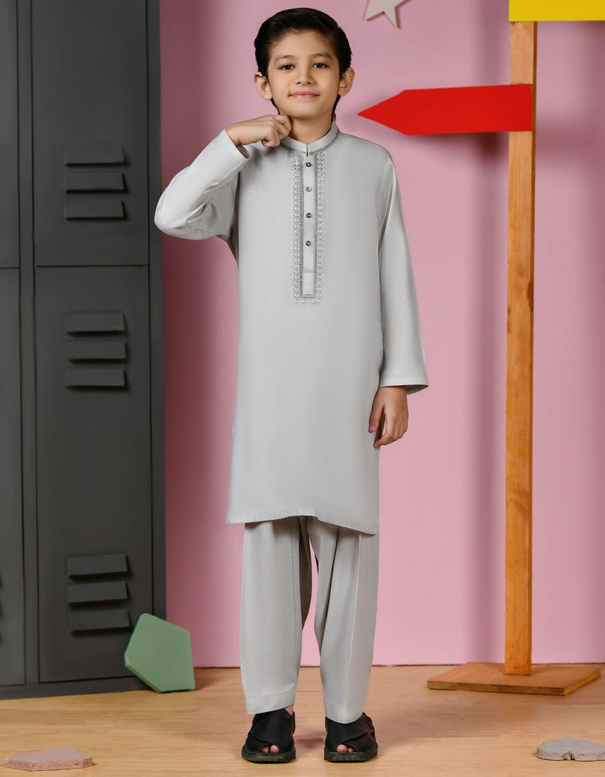 Ash Grey Blended Kurta Pajama | Jckp-A-38895