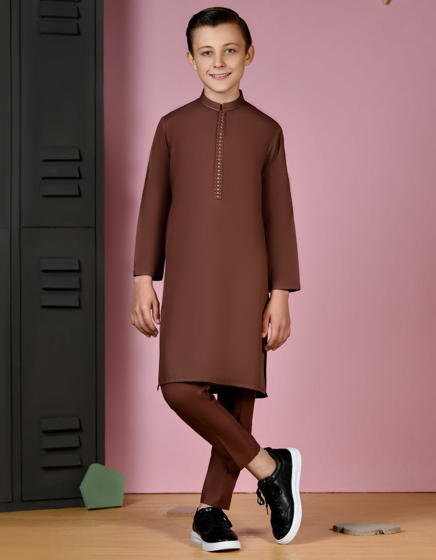 Brown Blended Kurta Pajama | Jckp-A-38896