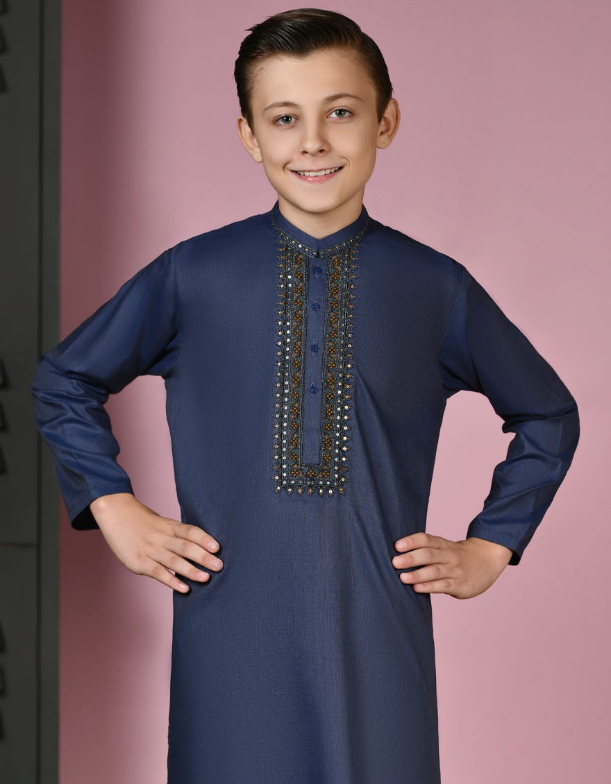 BLUE COTTON KURTA PAJAMA | JCKP-A-38901