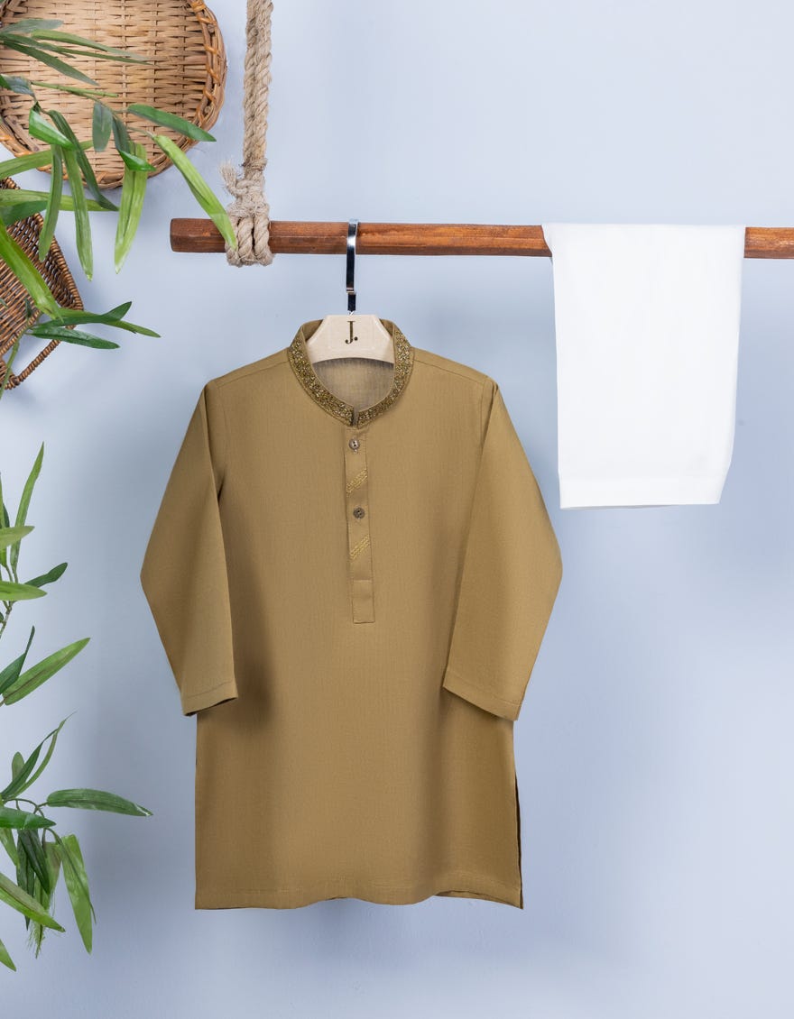 Dull Gold Cotton Kameez Shalwar | Jjiks-A-38906