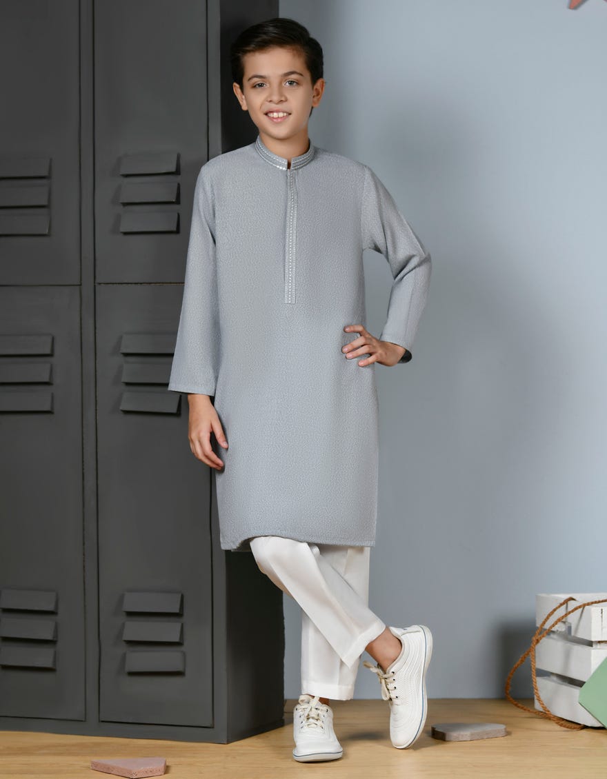Grey Ayudhiya Kid's Kurta | Jck-A-38908