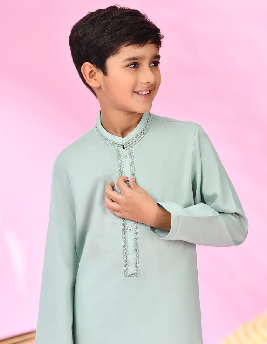 APPLE GREEN COTTON KURTA | JCK-S-38923