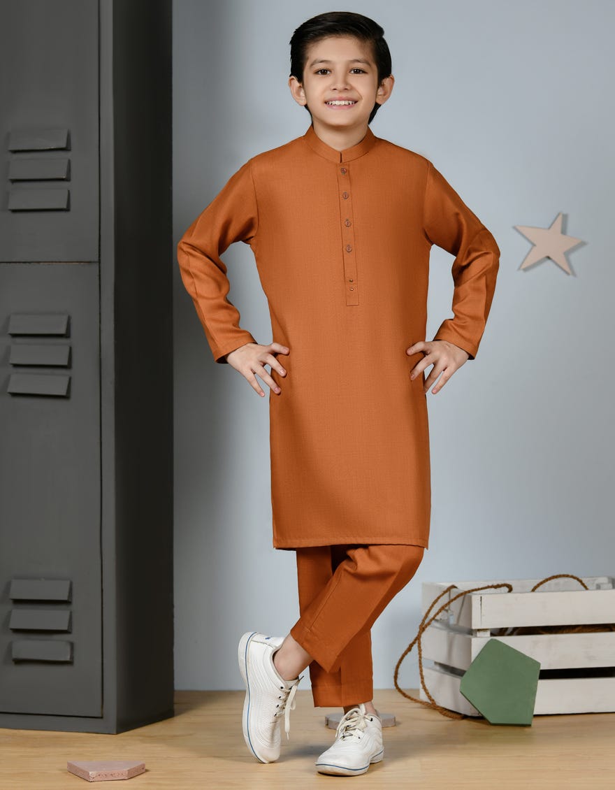 Ochre Blended Kurta Pajama | Jckp-A-38935