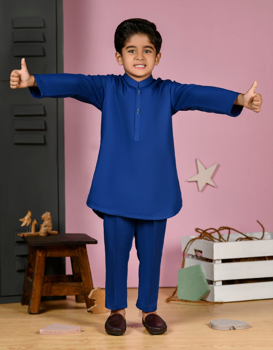 Blue Blended Kurta Pajama | Jckp-A-38936