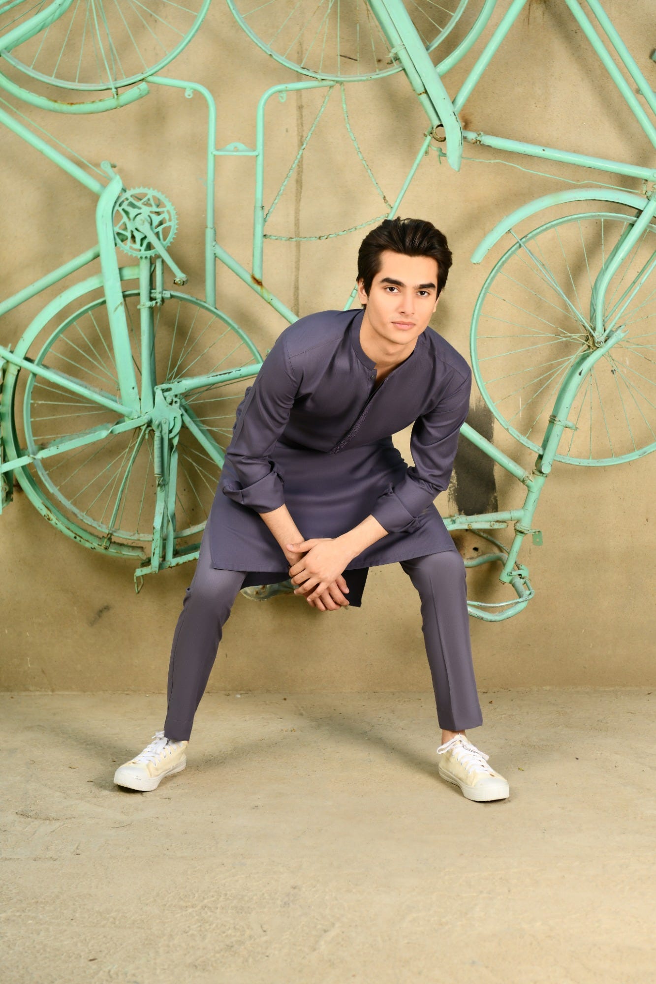 PURPLE BLENDED KURTA PAJAMA | JTKP-A-38943