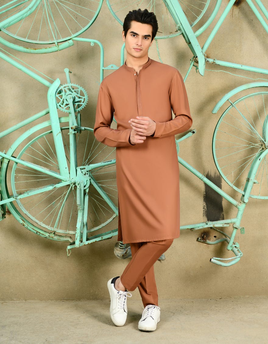 Rust Blended Kurta Pajama | Jtkp-A-38946