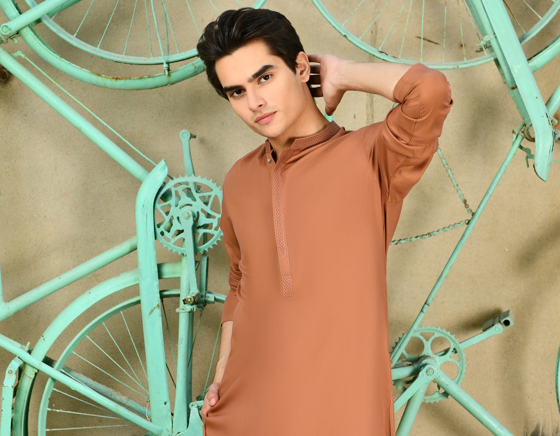 RUST BLENDED KURTA PAJAMA | JTKP-A-38946
