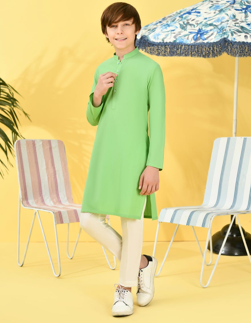 PARROT GREEN COTTON KURTA | JCK-A-38949