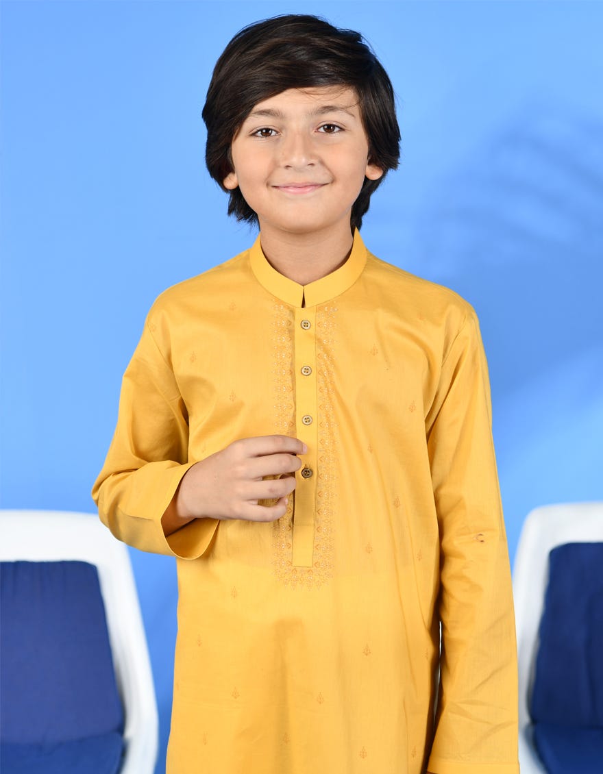 YELLOW COTTON KURTA | JCK-S-38964