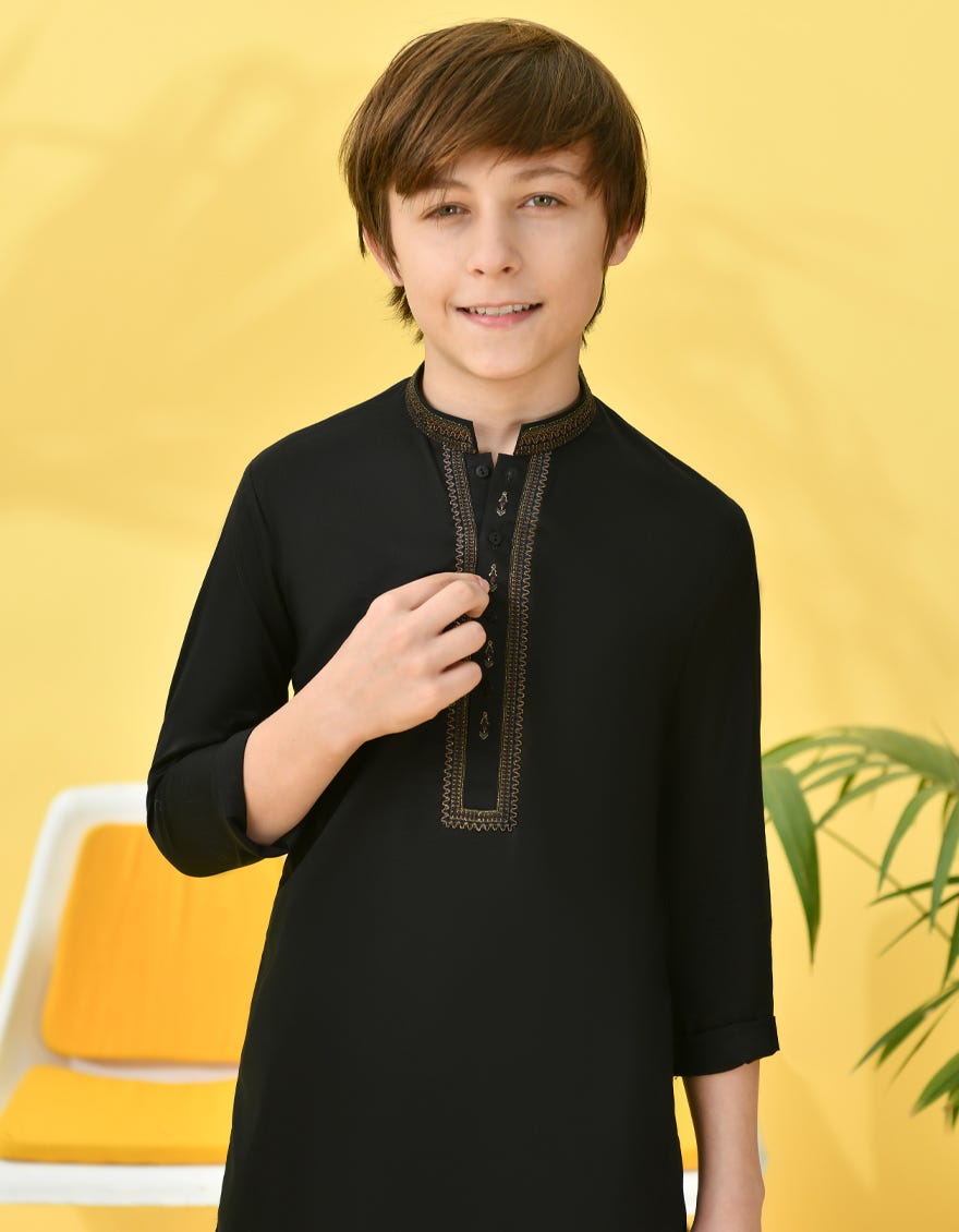 BLACK COTTON KAMEEZ SHALWAR | JCKS-S-38966