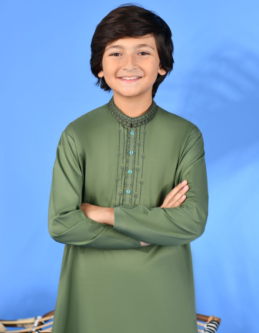 GREEN COTTON KAMEEZ SHALWAR | JCKS-S-38968