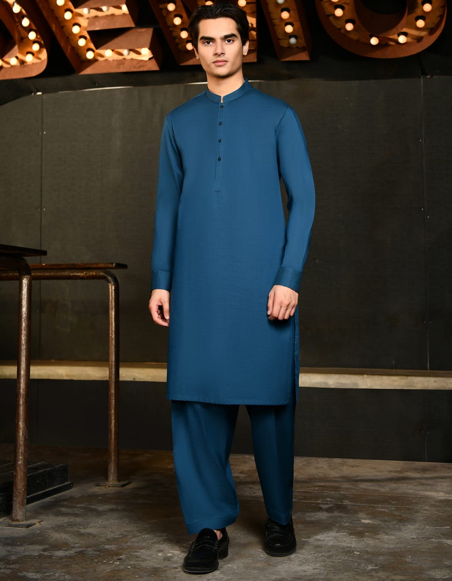 Teal Cvc Teen Boy's Kameez Shalwar | Jtks-A-38980
