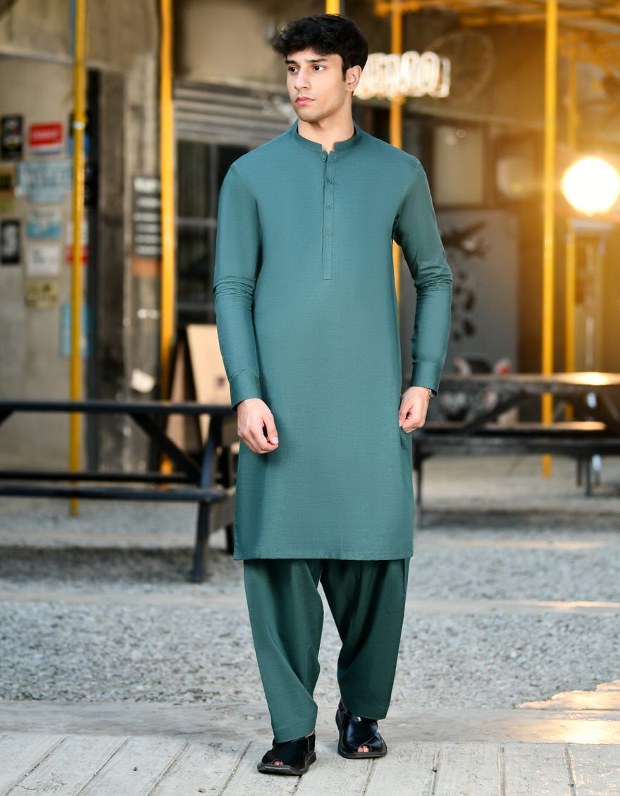 Bottle Green Cvc Teen Boy's Kameez Shalwar | Jtks-A-38982
