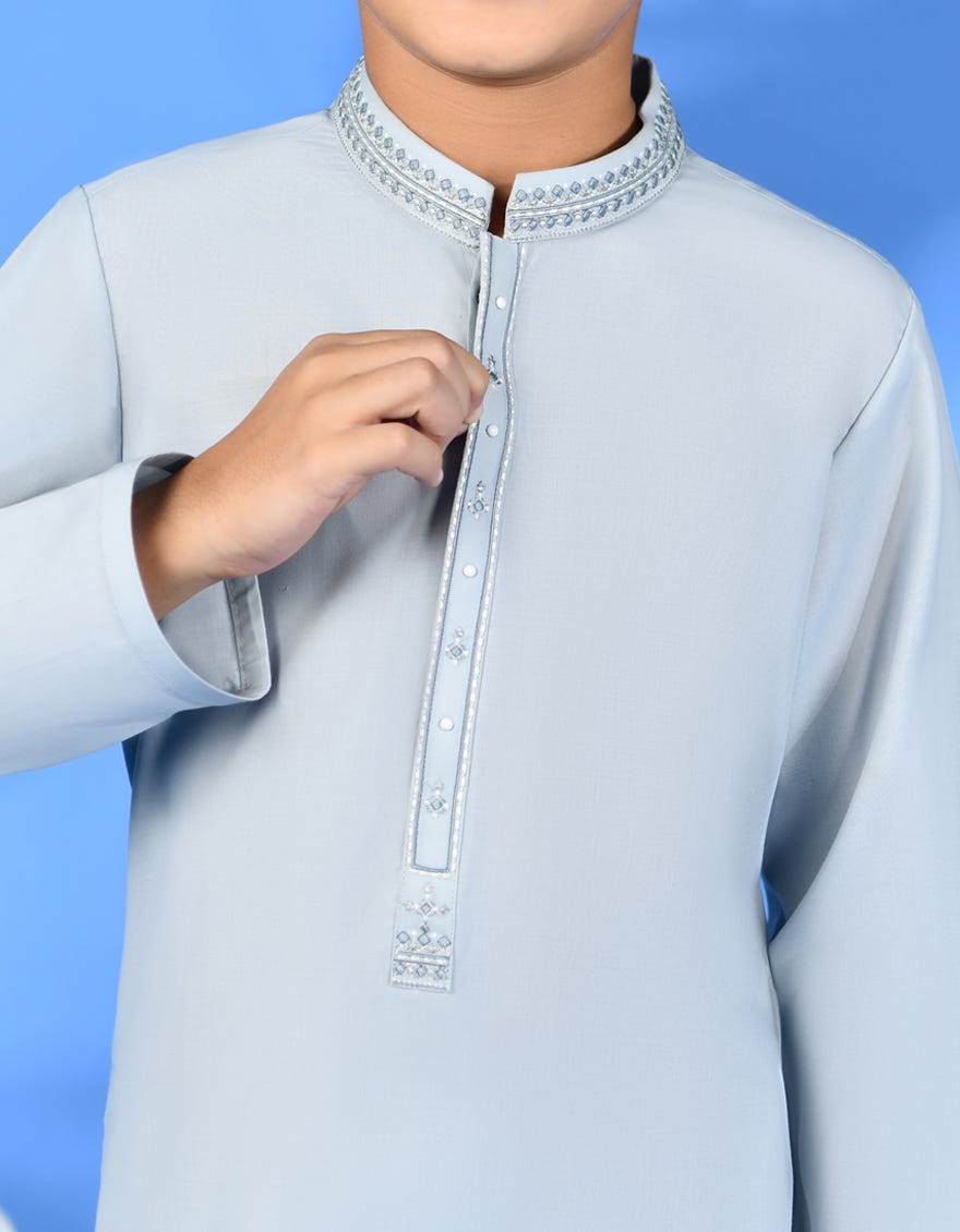 SMOKE GREY BLENDED KAMEEZ SHALWAR | JCKS-S-38988