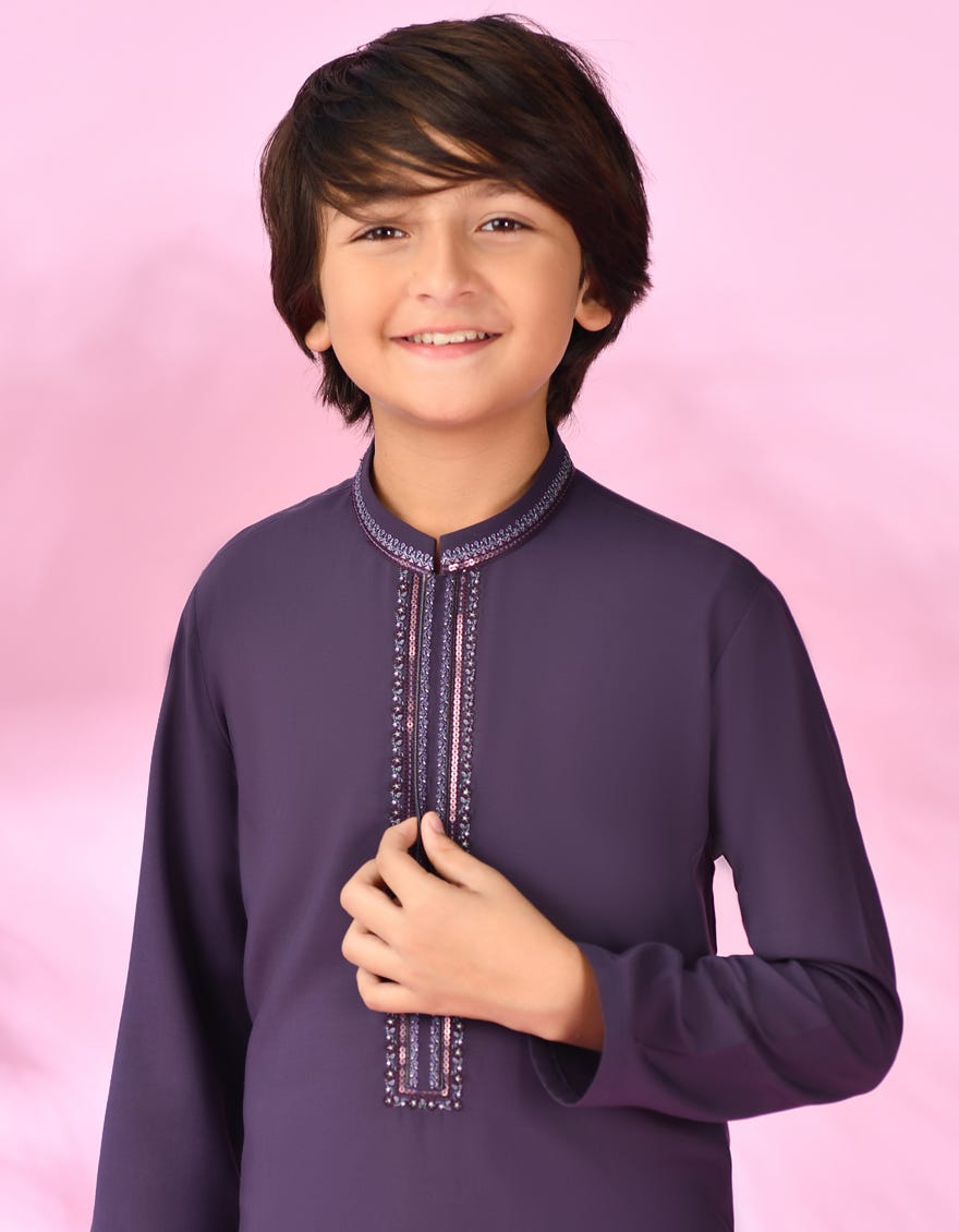 PURPLE BLENDED KURTA PAJAMA | JCKP-S-39000