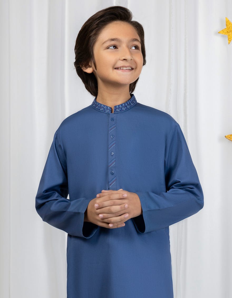 DULL BLUE BLENDED KURTA | JCK-S-39012