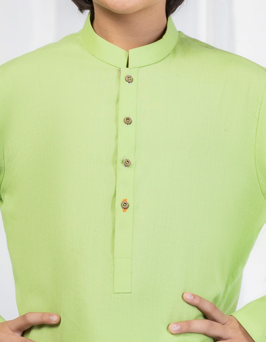PARROT GREEN COTTON KURTA | JCK-S-39015