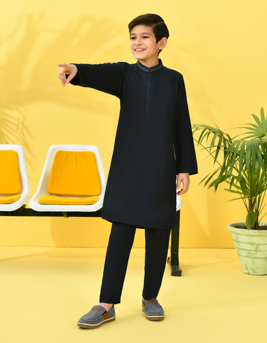 Navy Blue Blended Kurta Pajama | Jckp-A-39024