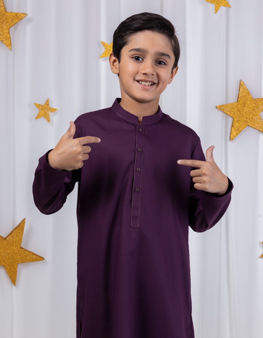 PURPLE BLENDED KURTA PAJAMA | JCKP-S-39047