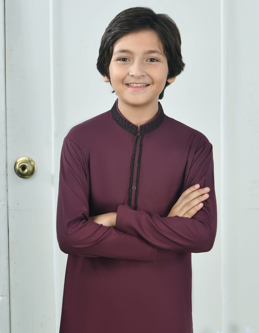 MAROON BLENDED KAMEEZ SHALWAR | JCKS-A-39051