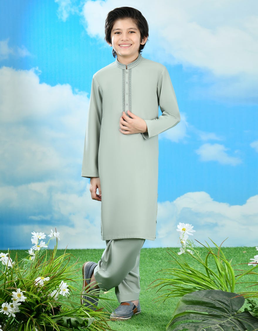 Jade Green Blended Kid's Kameez Shalwar | Jcks-A-39053