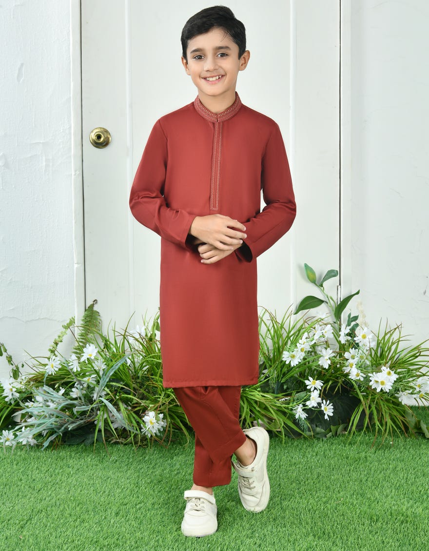 Red Blended Kurta Pajama | Jckp-A-39054