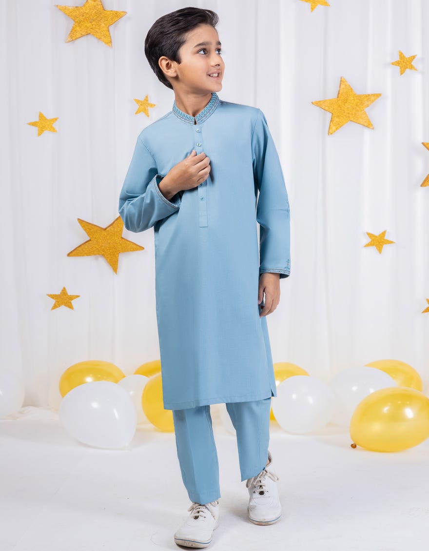 Turquoise Blended Kurta Pajama | Jckp-S-39056