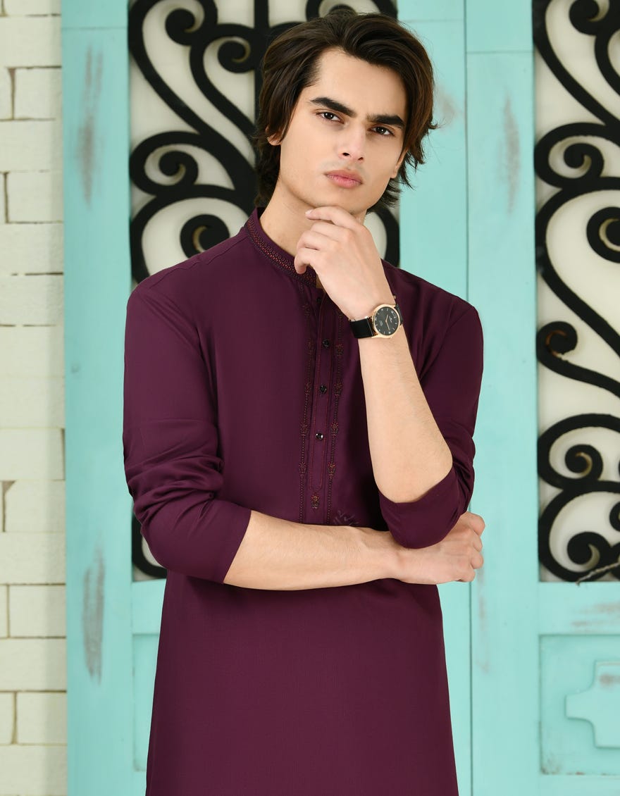 PLUM BLENDED KURTA PAJAMA | JTKP-S-39070