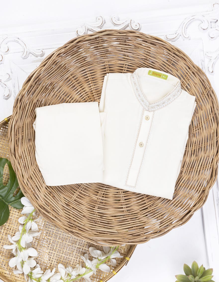 Cream Blended Kameez Shalwar | Jjiks-A-39077
