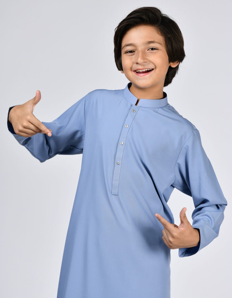 SKY BLUE BLENDED KAMEEZ SHALWAR | JCKS-S-39085