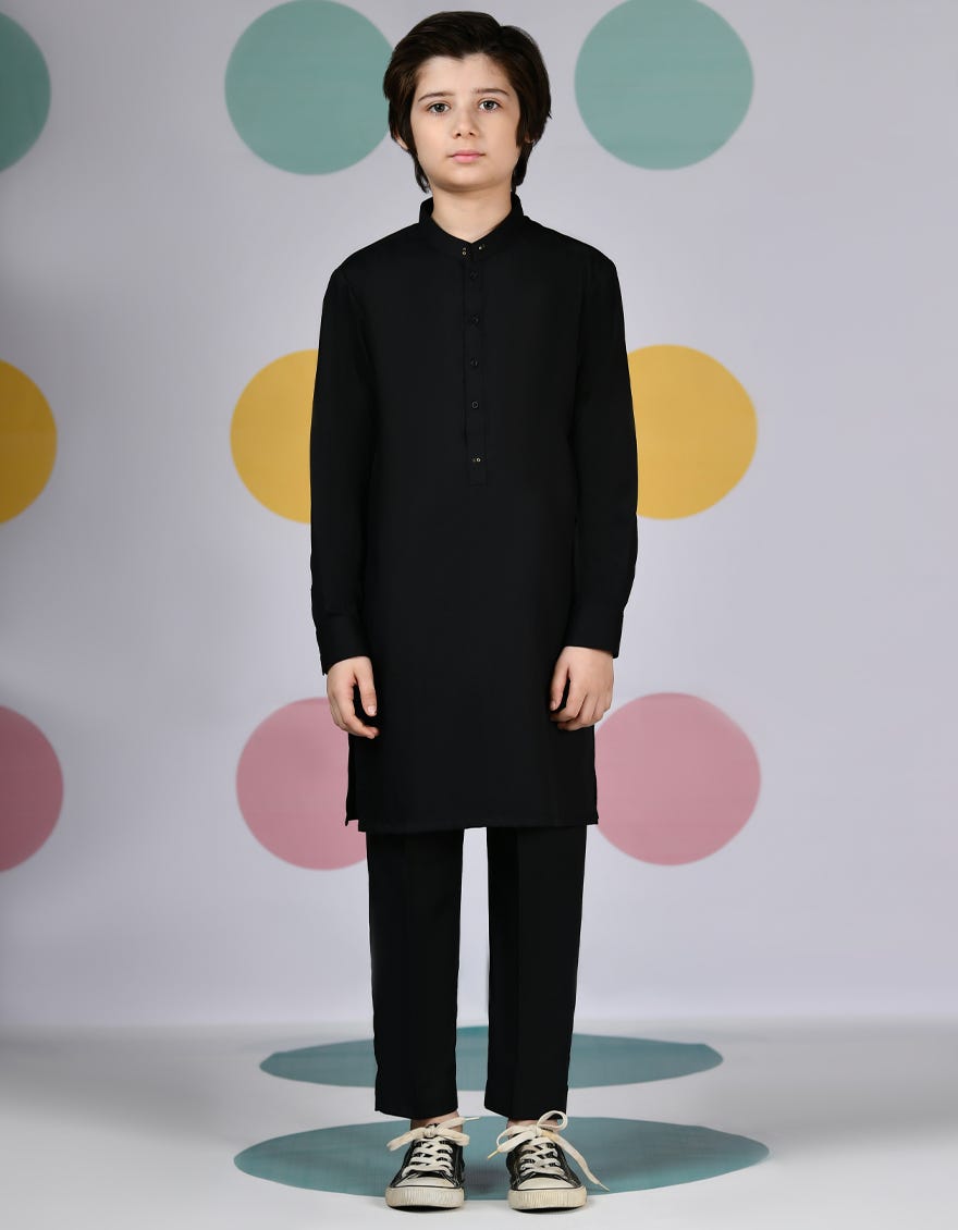 Black Blended Kurta Pajama | Jckp-S-39089