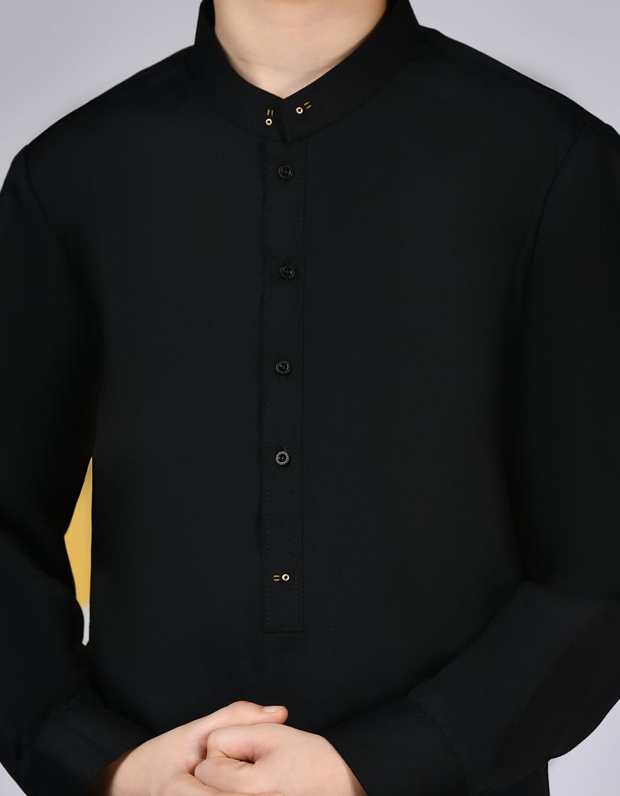 BLACK BLENDED KURTA PAJAMA | JCKP-S-39089
