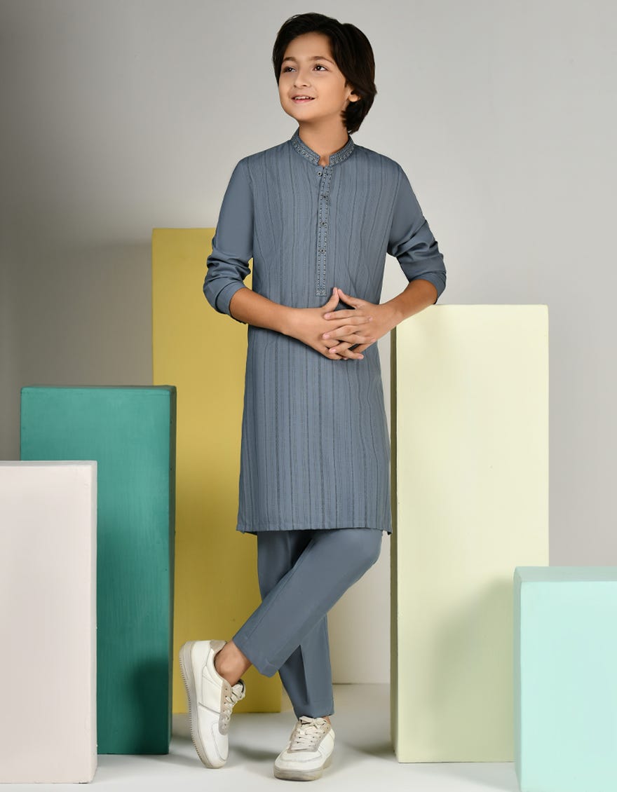 Grey Blended Kurta Pajama | Jckp-S-39090