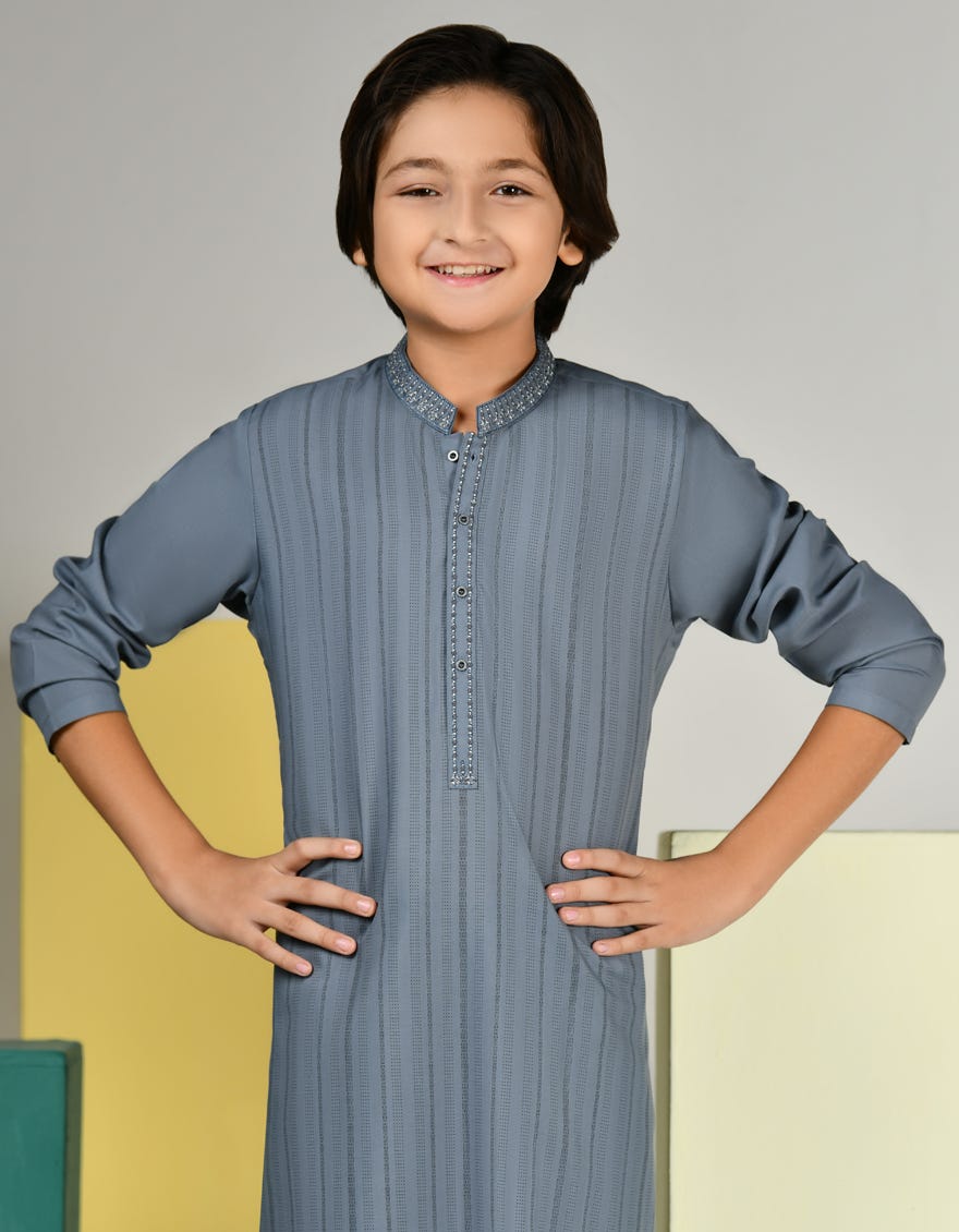 GREY BLENDED KURTA PAJAMA | JCKP-S-39090