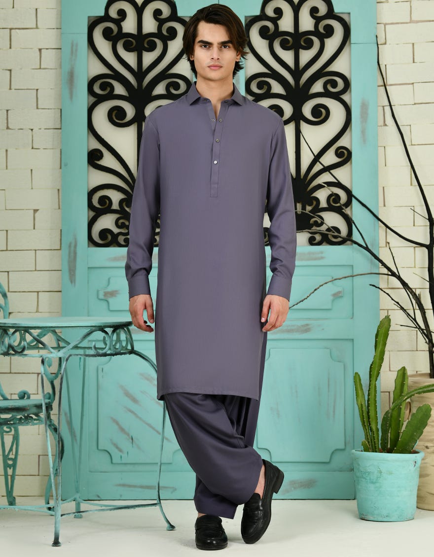 Purple Blended Teen Boy's Kameez Shalwar | Jtks-A-39092