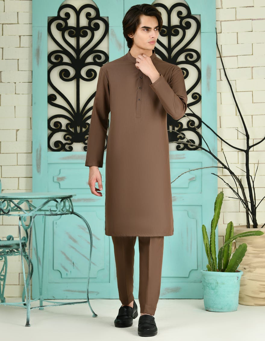 Brown Blended Kurta Pajama | Jtkp-A-39093
