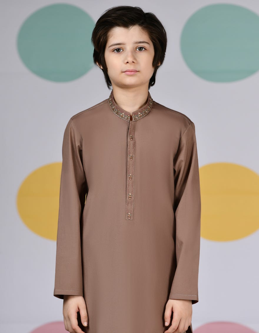 MUD BROWN BLENDED KAMEEZ SHALWAR | JCKS-S-39116