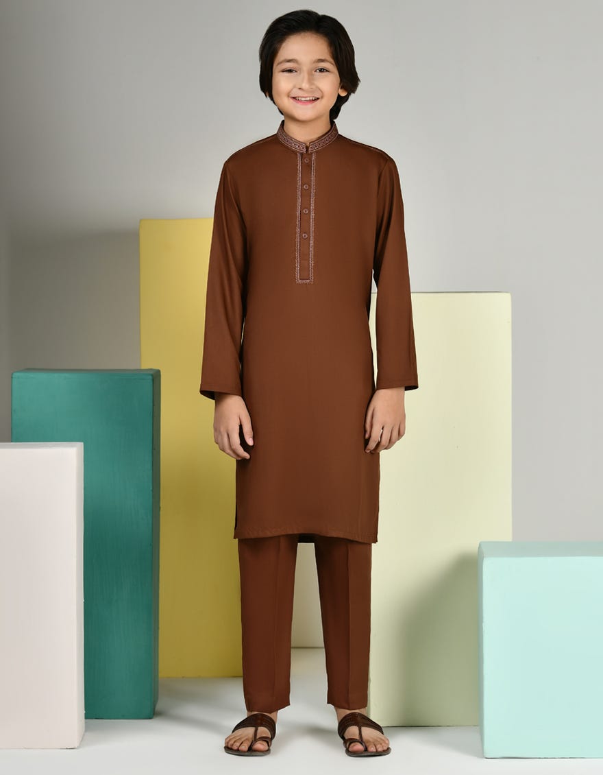 Brown Blended Kurta Pajama | Jckp-A-39122