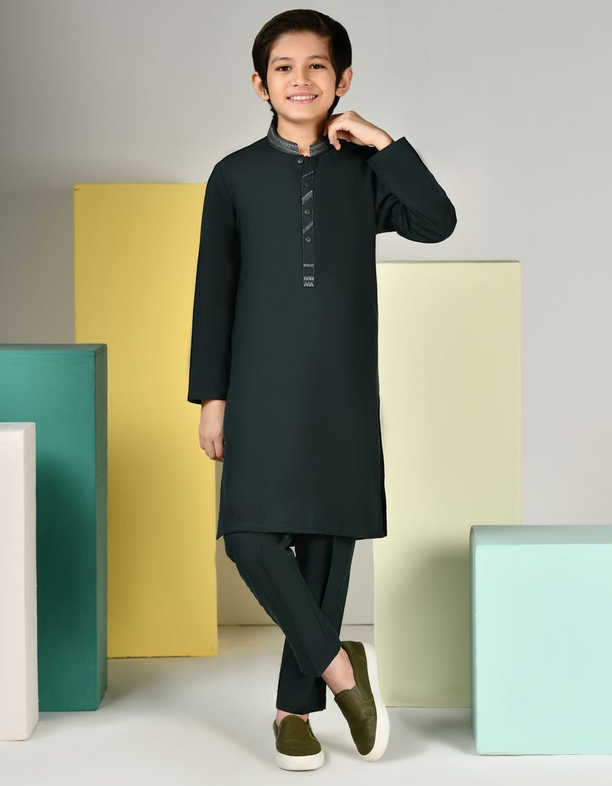 Dark Green Blended Kurta Pajama | Jckp-A-39124