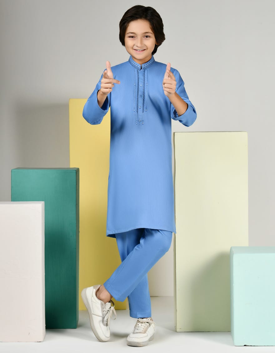 Sky Blue Blended Kurta Pajama | Jckp-A-39128