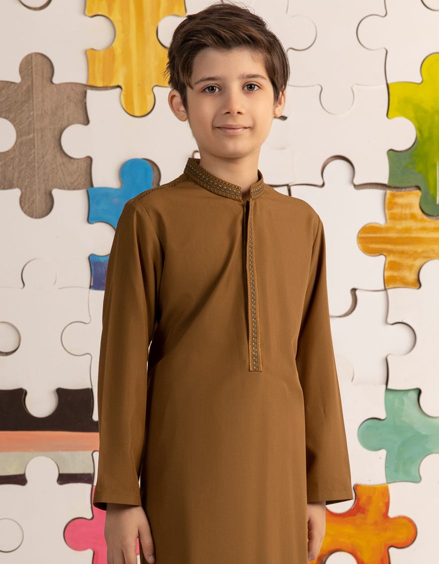 CAM BROWN BLENDED BOYS KAMEEZ SHALWAR | JCKS-A-39168