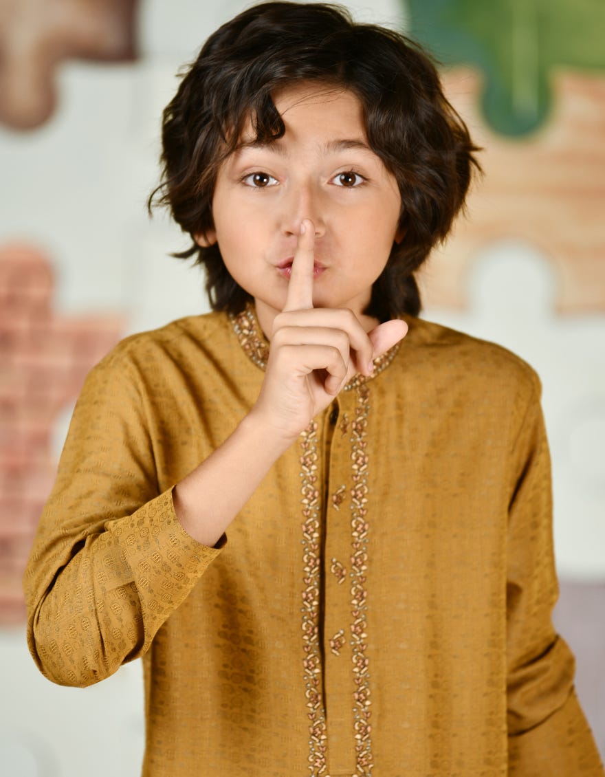 MUSTARD BLENDED BOYS KURTA | JCK-A-39169