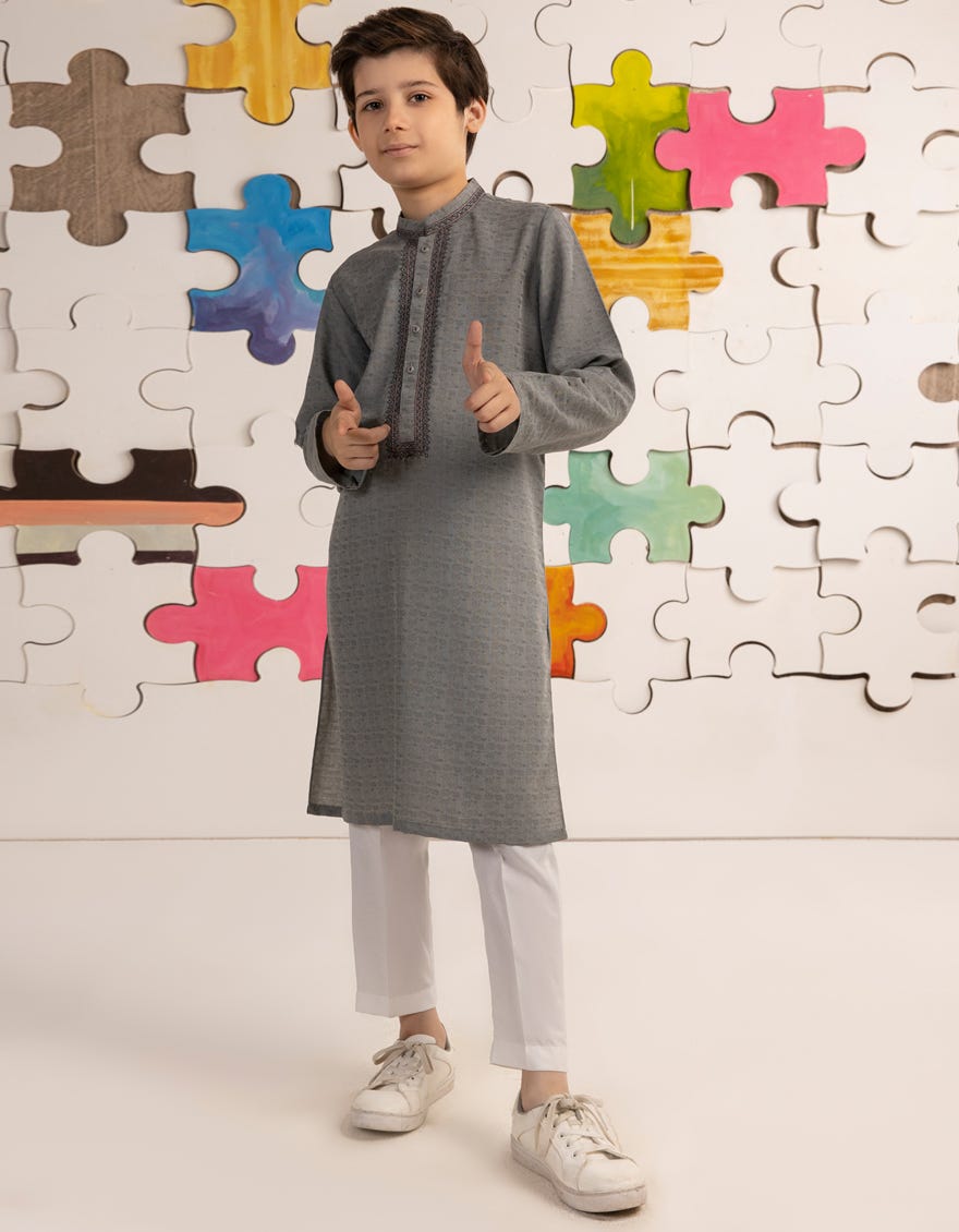 ASH GREY BLENDED KURTA | JCK-A-39171