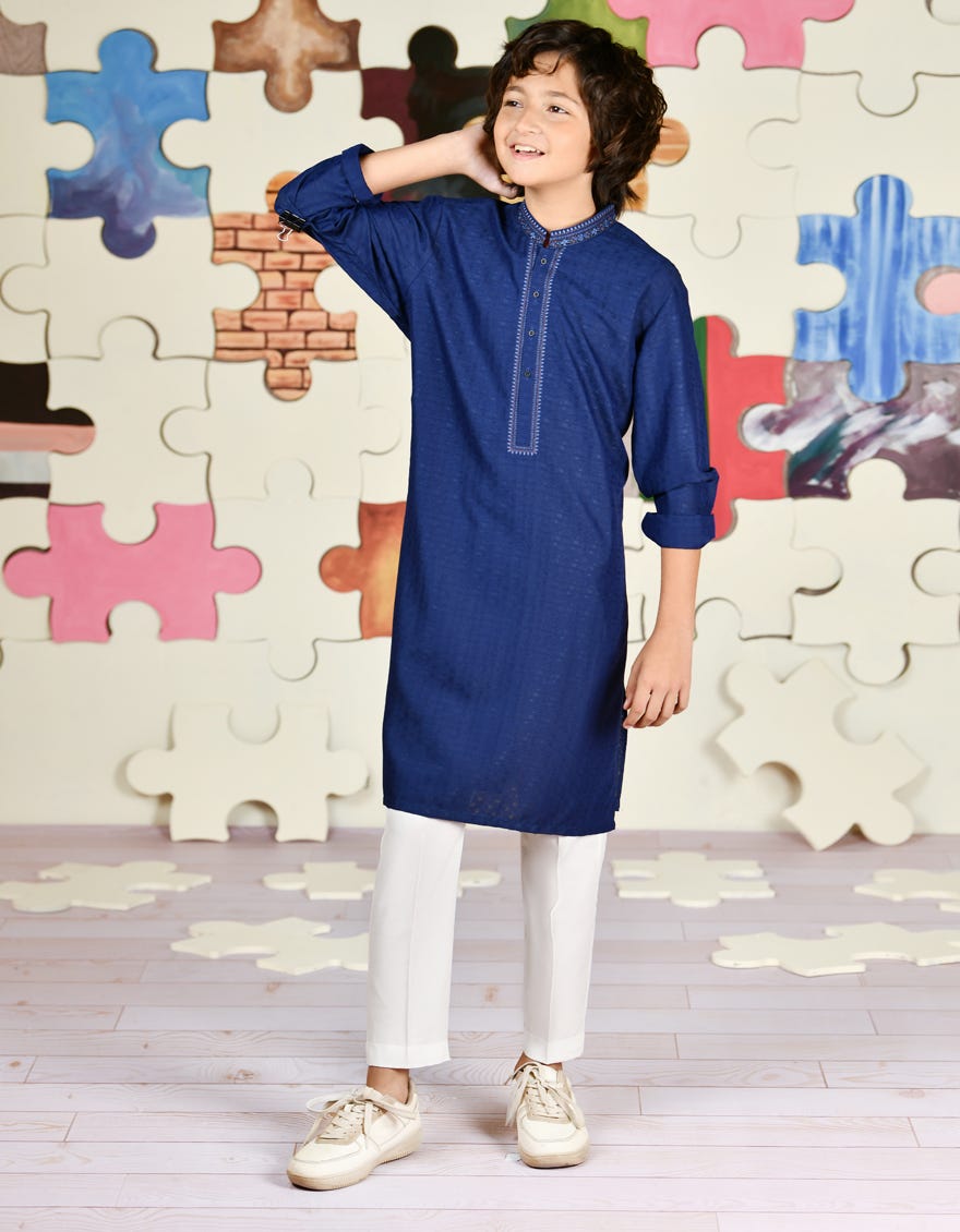 BLUE BLENDED BOYS KURTA | JCK-A-39176
