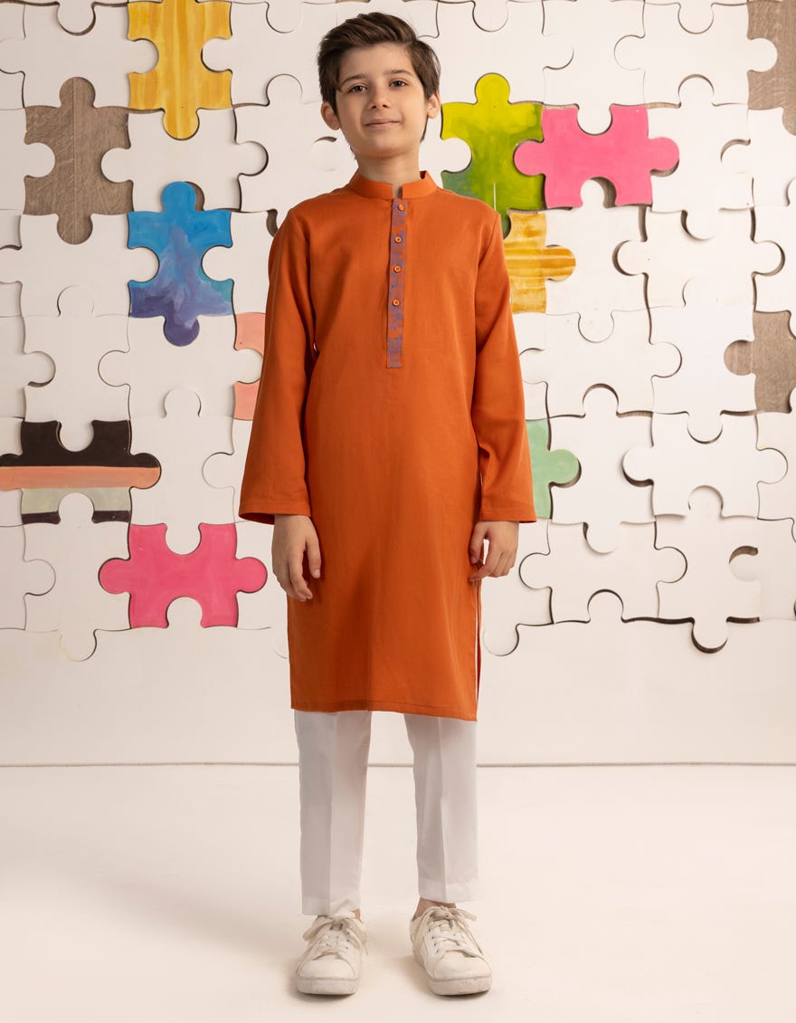 ORANGE COTTON KURTA | JCK-A-39179