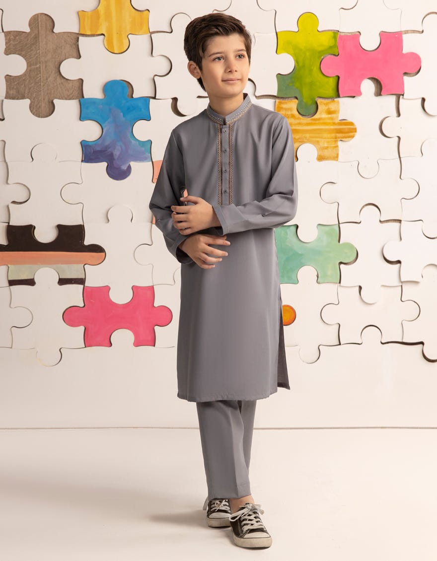 GREY BLENDED KURTA PAJAMA | JCKP-A-39181