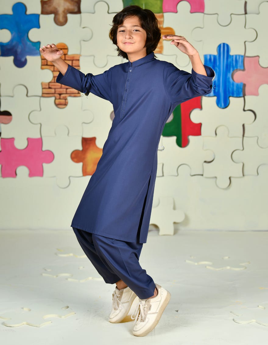 BLUE BLENDED KAMEEZ SHALWAR | JCKS-A-39187