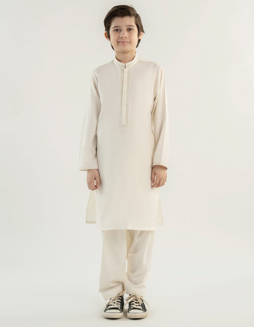 OFF WHITE BLENDED KAMEEZ SHALWAR | JCKS-A-39194