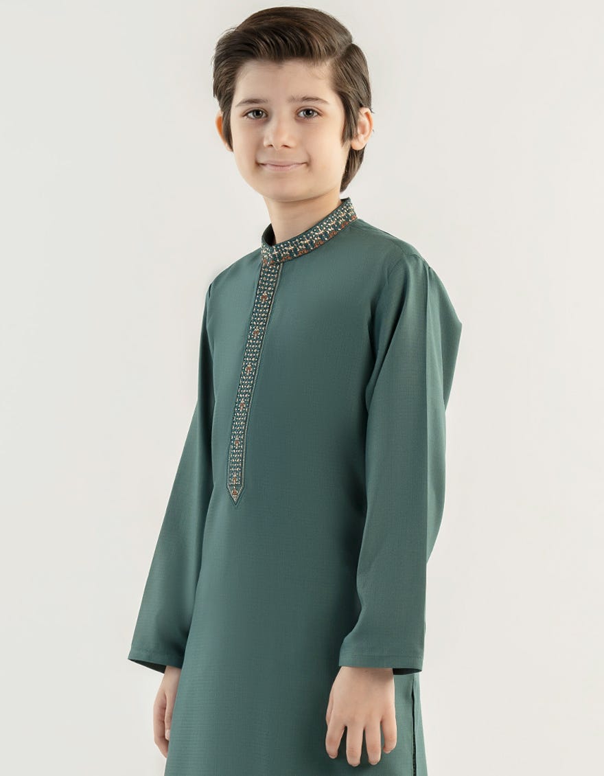 GREEN BLENDED KAMEEZ SHALWAR | JCKS-A-39192