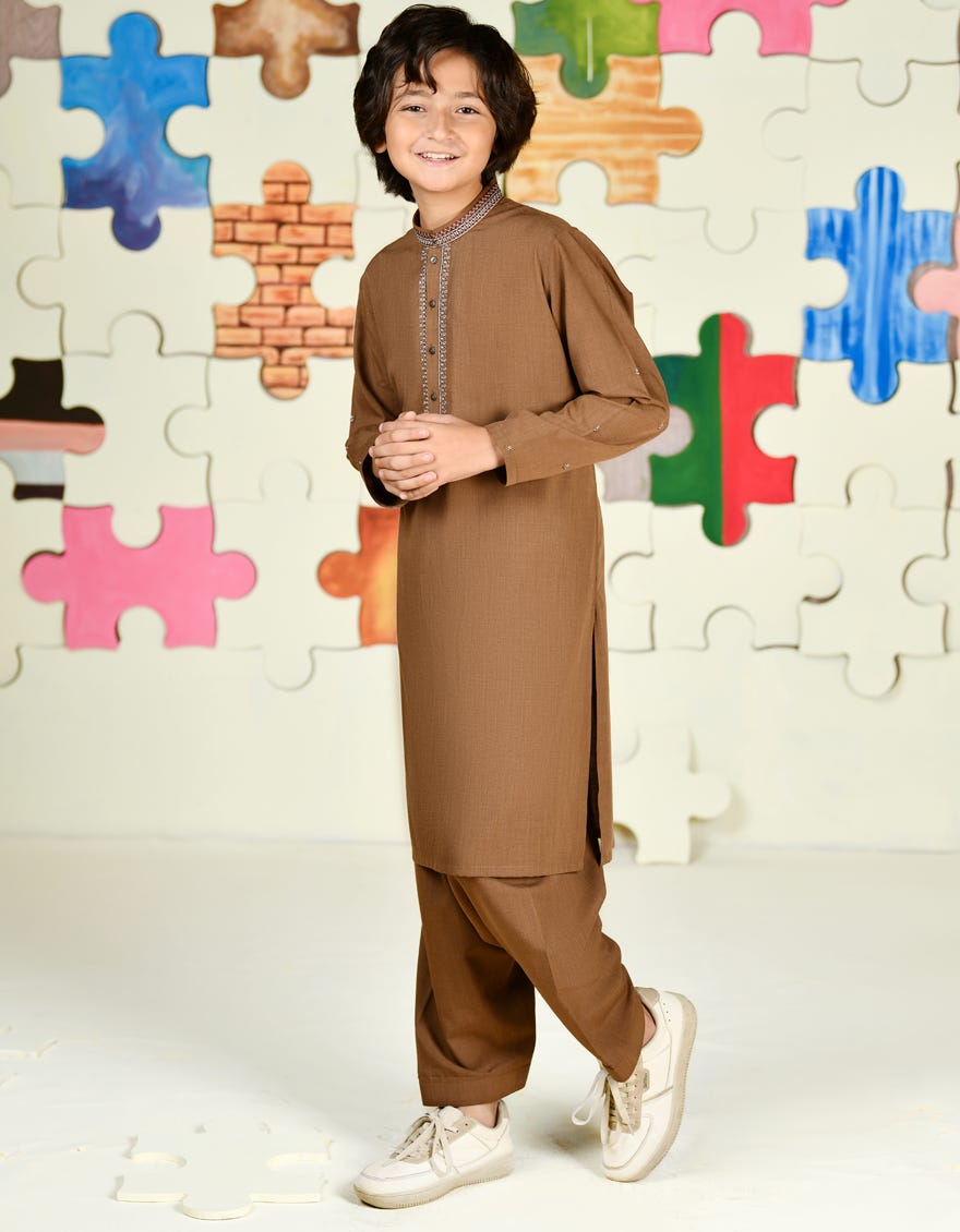 BROWN BLENDED KAMEEZ SHALWAR | JCKS-A-39193
